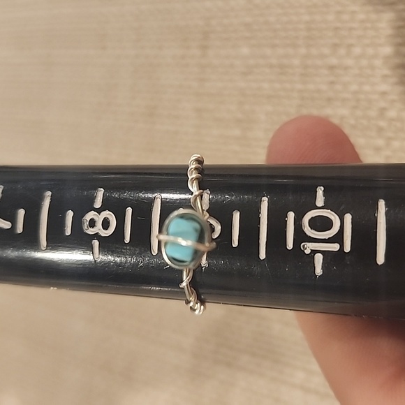 Silver Wire Wrapped Turquoise Ring - Picture 2 of 3